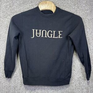 Jungle Sweatshirt Mens Small Black Fleece Crewneck Embroidered Logo Pullover